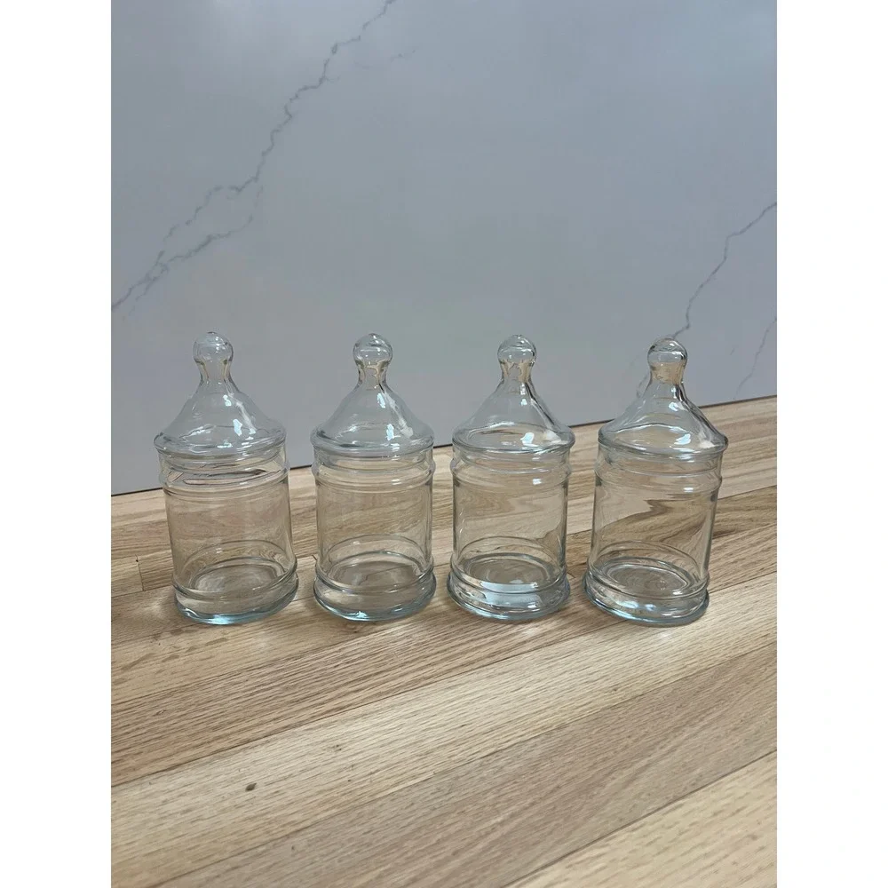Anchor Hocking 95596 12 Ounce Clear Glass Apothecary Jars with lids 4 available